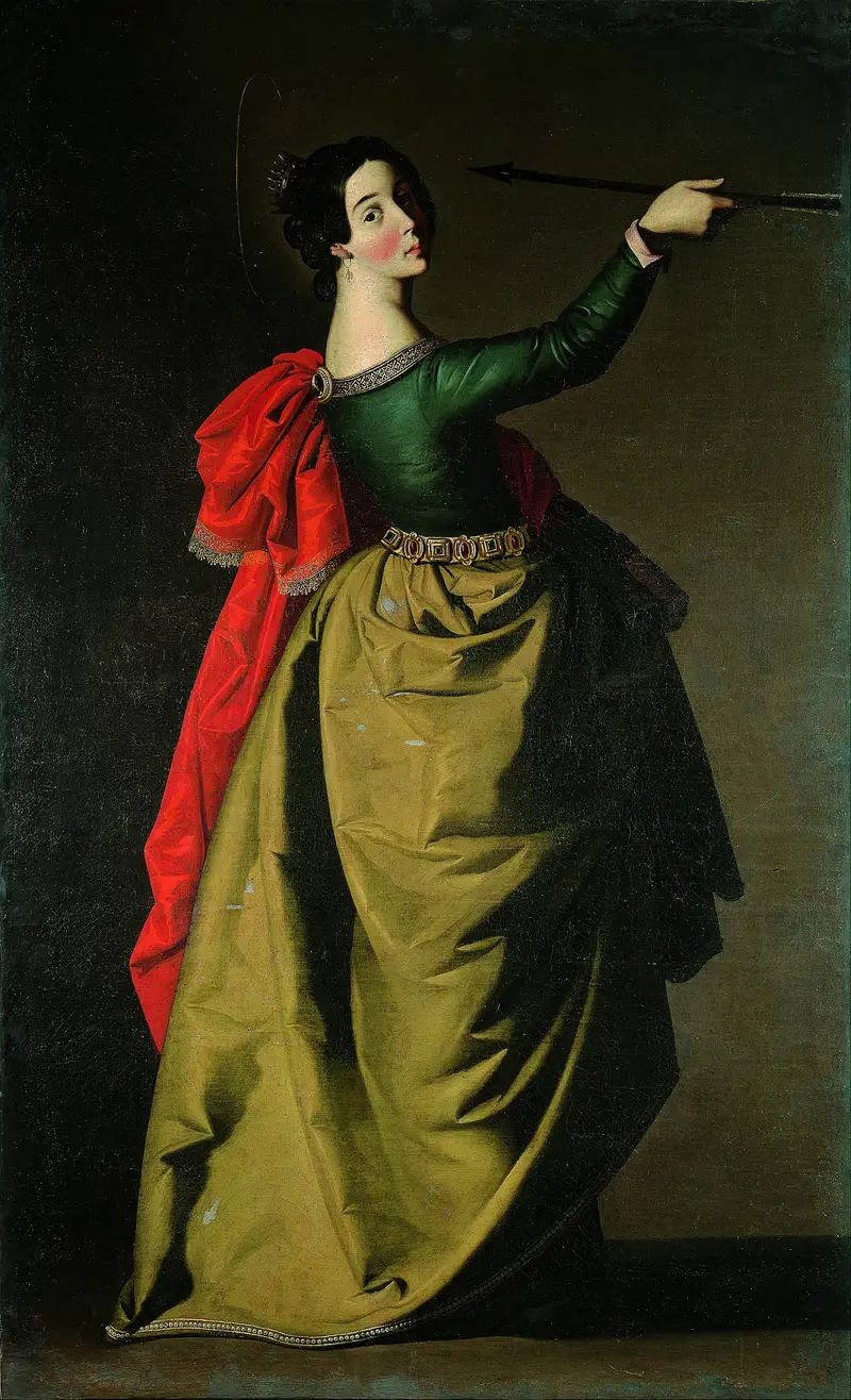 Saint Ursula by Francisco de Zurbarán depicts the saint in a serene pose with a rich color palette.