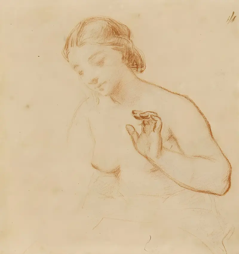 A captivating portrait of a woman by Narcisse-Virgile Diaz de La Peña.