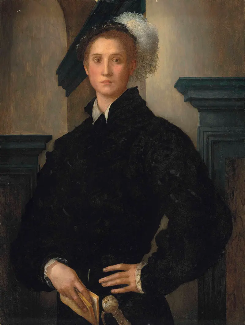 Portrait of Cosimo I de Medici by Pontormo, depicting the young ruler in somber attire.