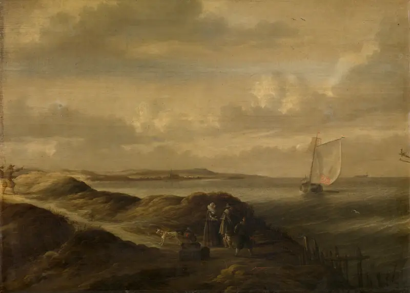 Seascape oil painting by Bonaventura Peeters the Elder depicting waves and horizon under soft light