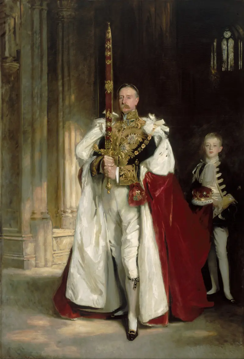 A portrait of Charles Stewart, Sixth Marquess of Londonderry, carrying the Great Sword of State.
