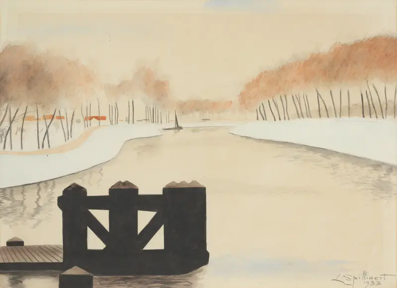 Landscape of De Keignaertkreek in Zandvoorde by Léon Spilliaert, oil painting