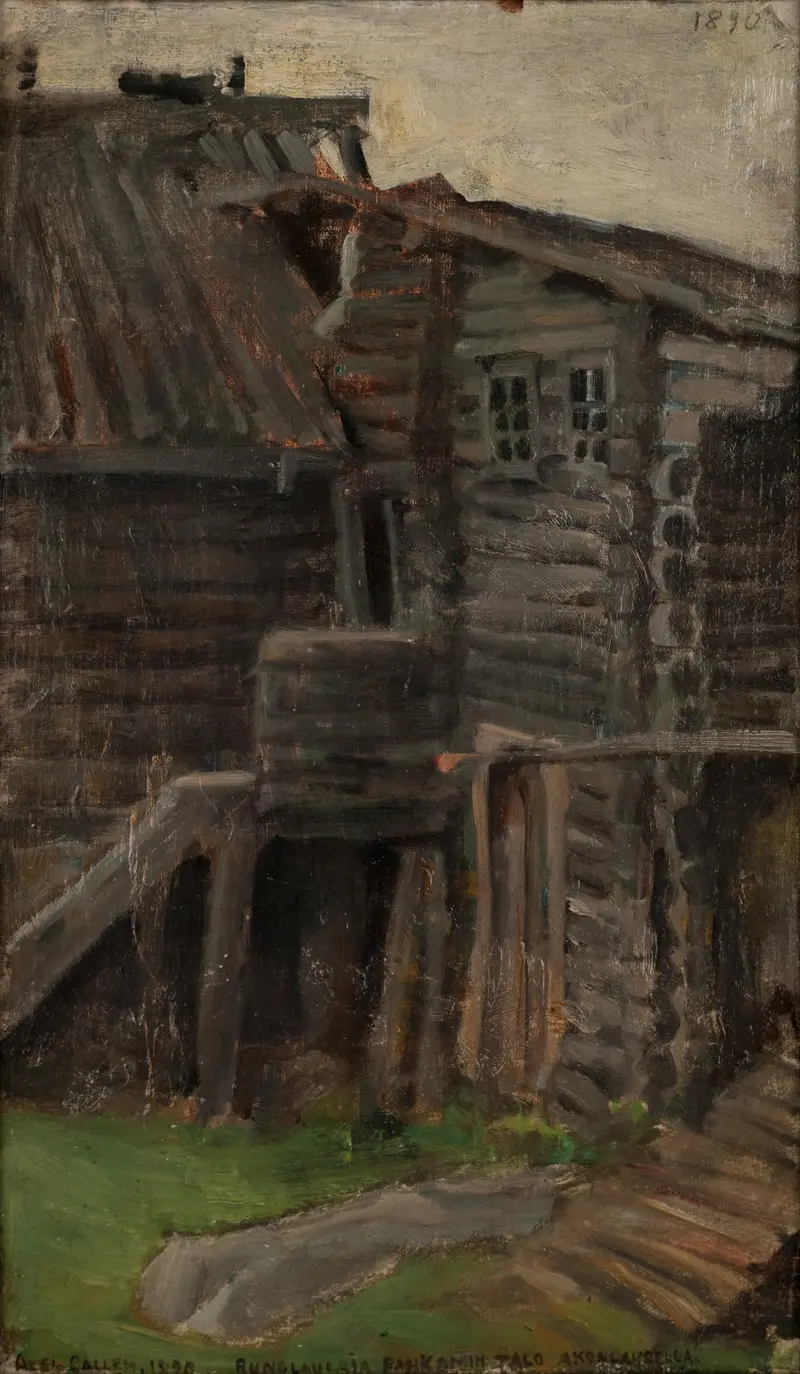 Runonlaulaja Pahkomin talo Akonlahdelta, oil on canvas by Akseli Gallen-Kallela