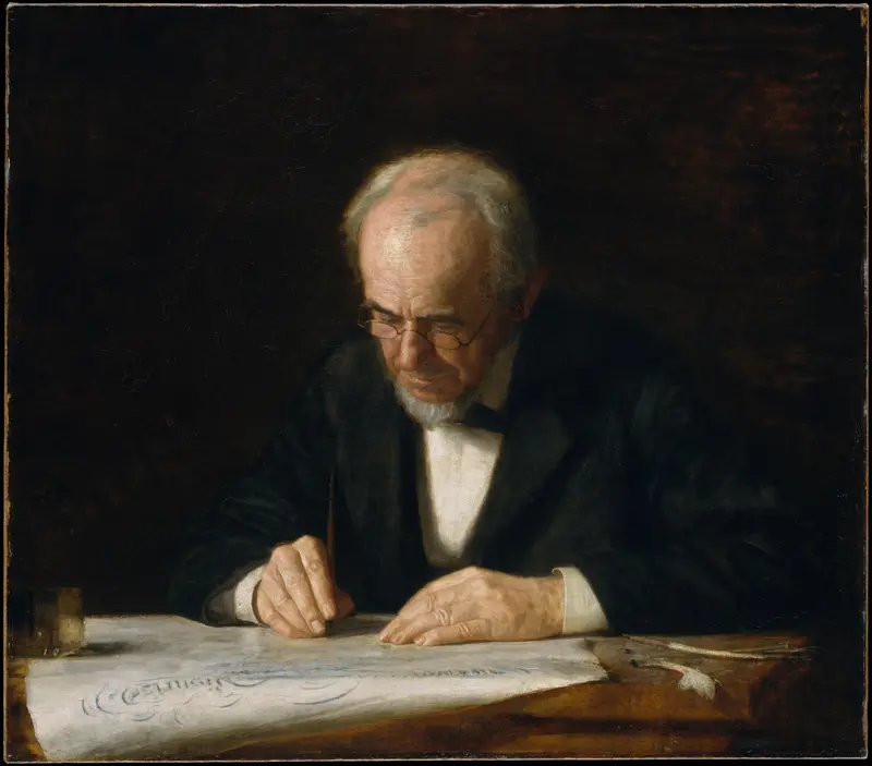 Thomas Eakins' 'The Writing Master' captures a moment of instruction.
