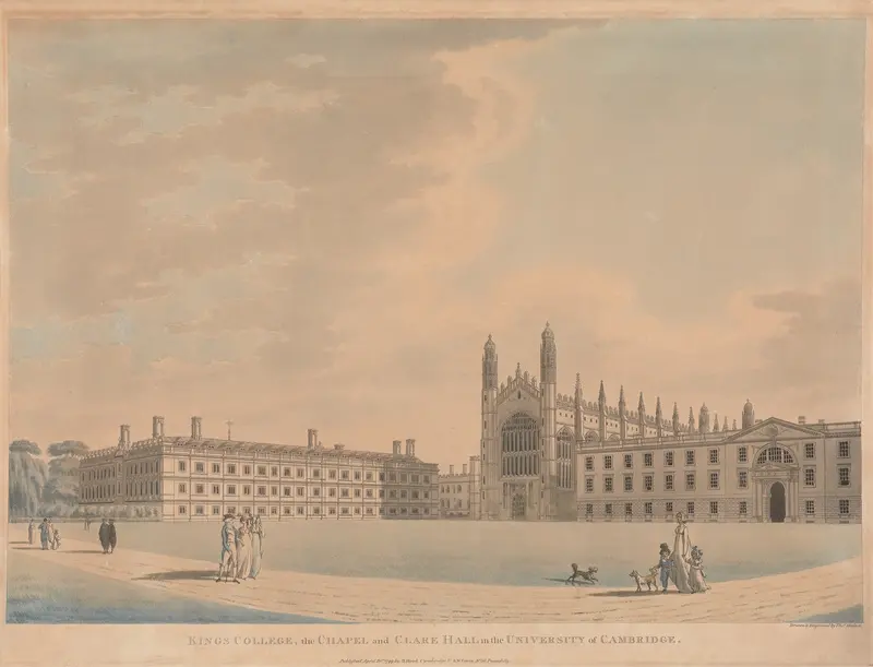 Gothic architecture of Kings College Chapel and Clare Hall by Thomas Malton the Younger