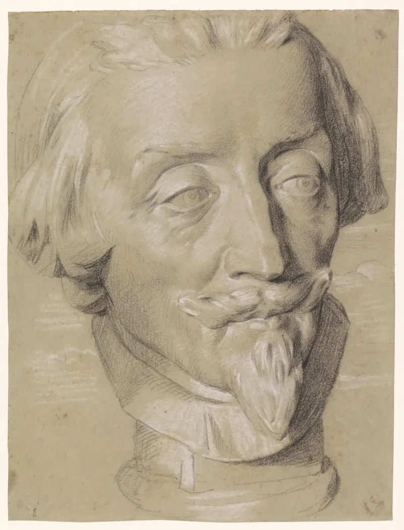 Buste van kardinaal Richelieu, a paper bust by Unknown Artist showcasing intricate details and light.