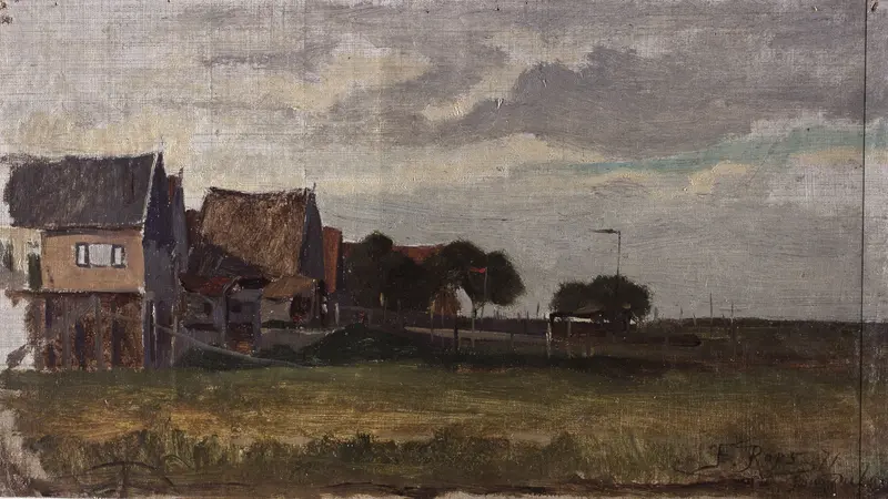 Landschap in Zweden by Félicien Rops, Romanticism, landscape with hills and clouds