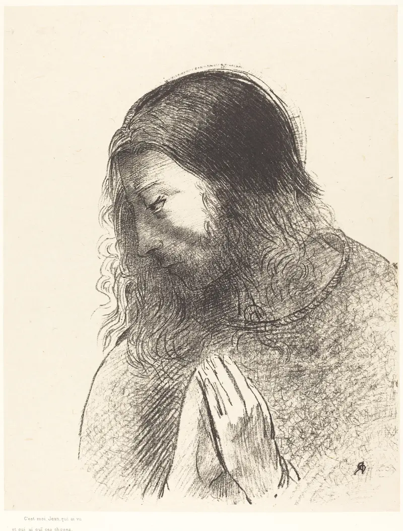 Odilon Redon's 'And I John Saw These Things, and Heard Them' captures a mystical vision through rich colors and symbolic imagery.