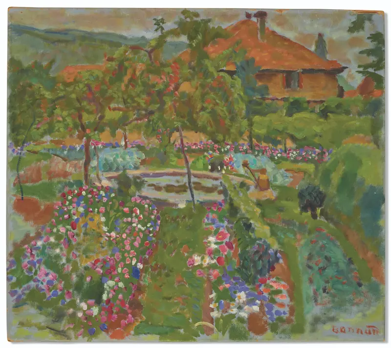 Botanical scene with flowers, oil painting by Pierre Bonnard