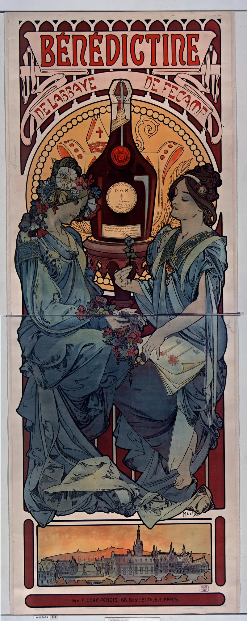 Alphonse Mucha's 'Bénédictine' showcases the elegance of Art Nouveau through its intricate design and vibrant colors.