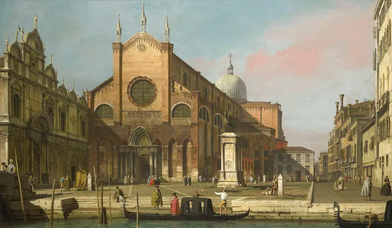 A vibrant depiction of Campo SS. Giovanni e Paolo in Venice, showcasing its architectural grandeur and lively atmosphere.