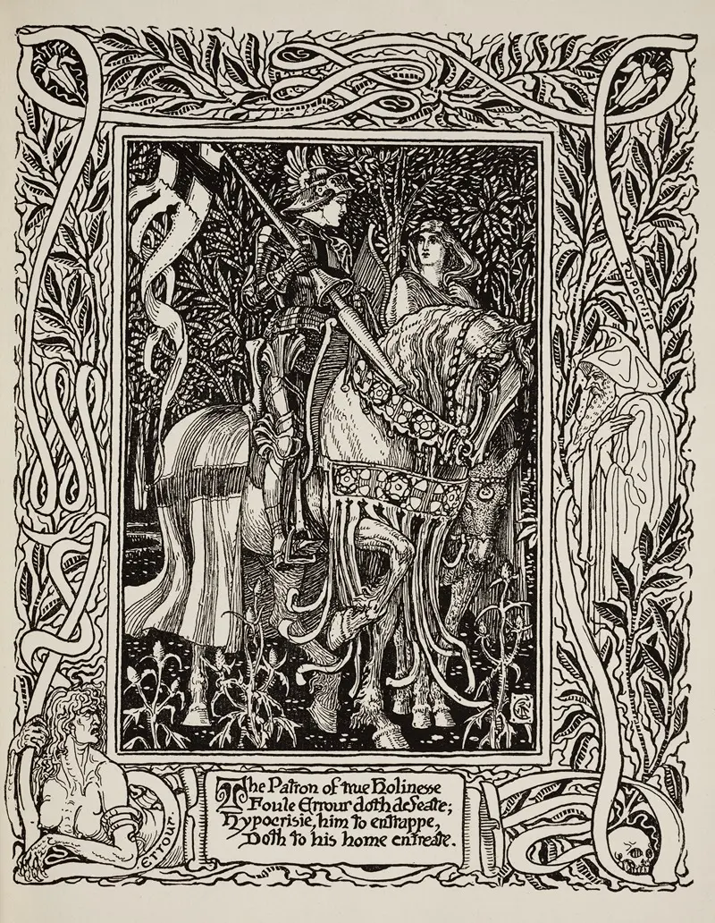 Walter Crane's *Spenser’s Faerie Queene* is a vibrant illustration inspired by literature.