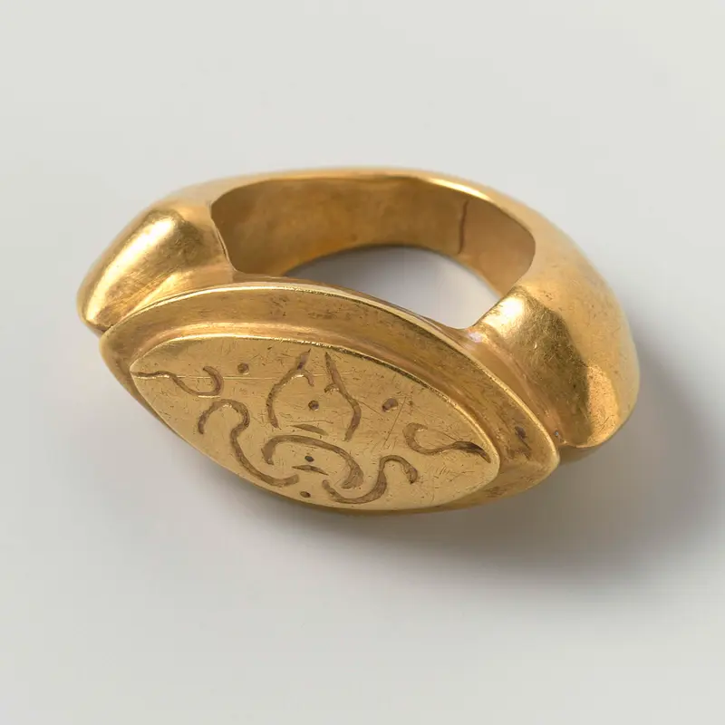 Ring with shri symbol, metalwork by unknown artist