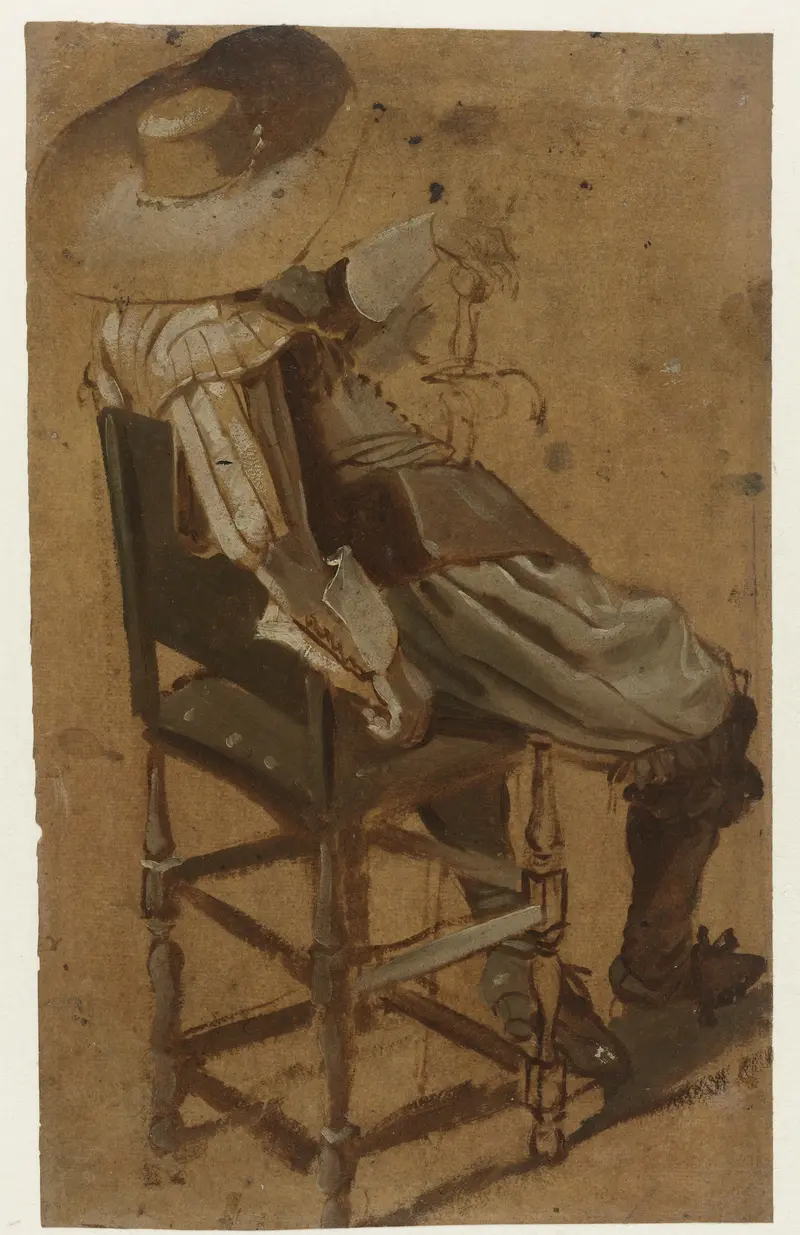 Portrait of a seated man with a sword, oil on canvas by Dirck Hals