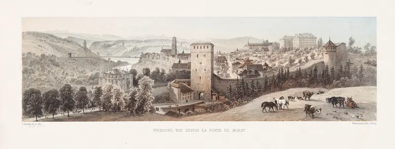 Landscape of Fribourg with soft pastels, oil on canvas by Jean Jacottet