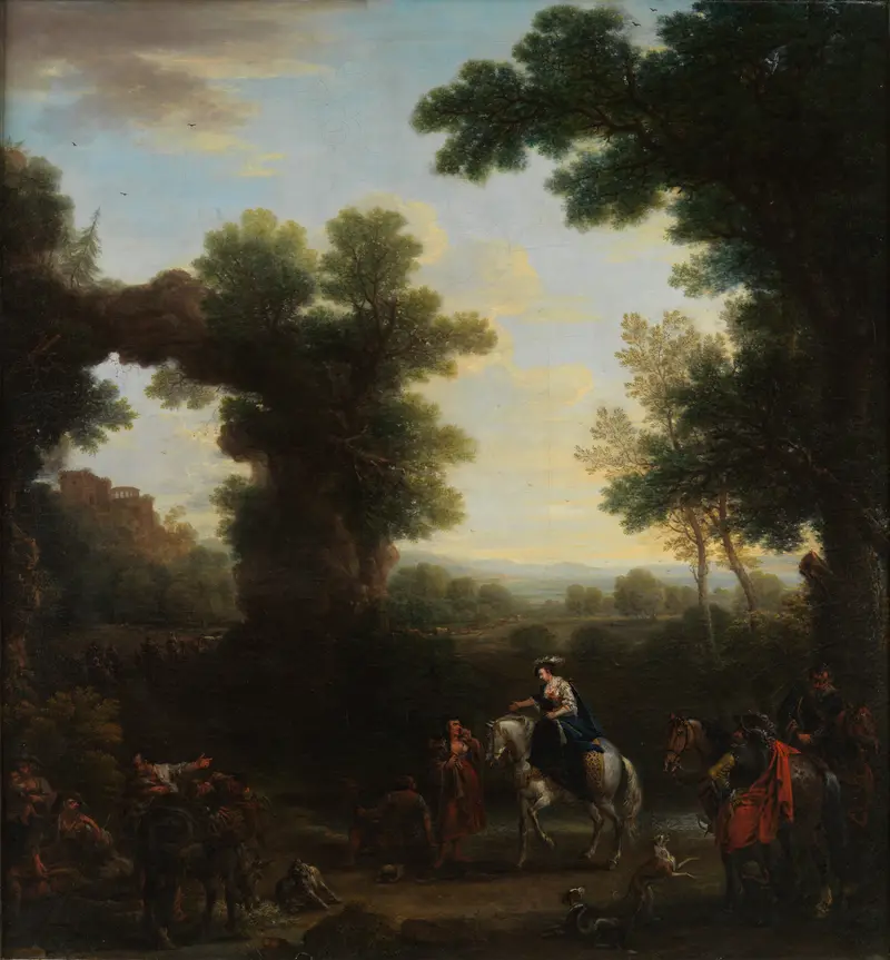 Rococo landscape featuring gypsies by John Wootton