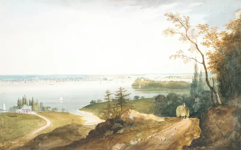Landscape of New York from Weehawk, oil painting by William Guy Wall