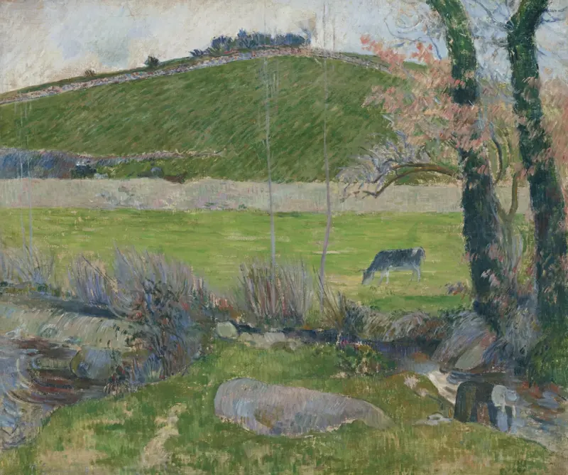 Landscape with river and forest, oil on canvas by Paul Gauguin