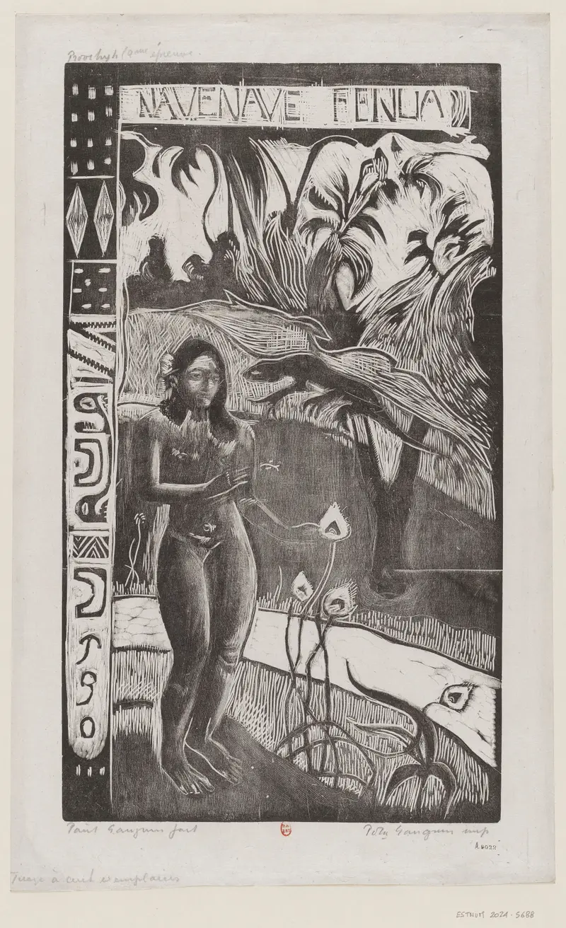 Paul Gauguin's 'Nave Nave Fenua' captures the vibrant colors and figures of Tahitian life.