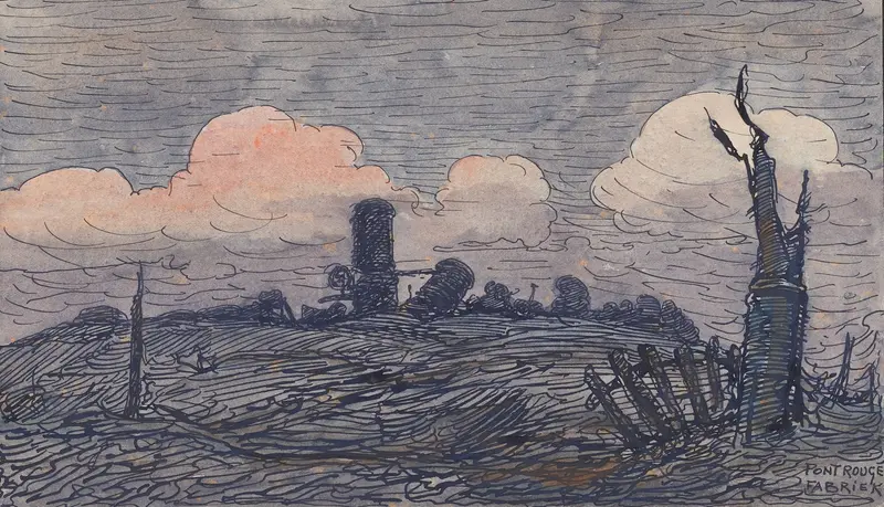 Ypres Remember by Alfred Ost, oil on canvas depicting a somber landscape