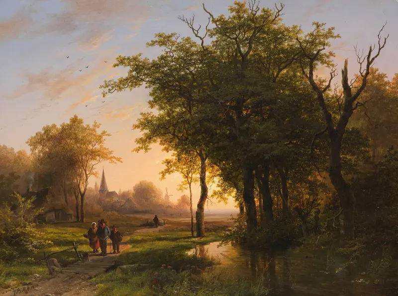 Waldlandschaft mit Teich by Johann Bernhard Klombeck, oil painting depicting a serene pond and forest.