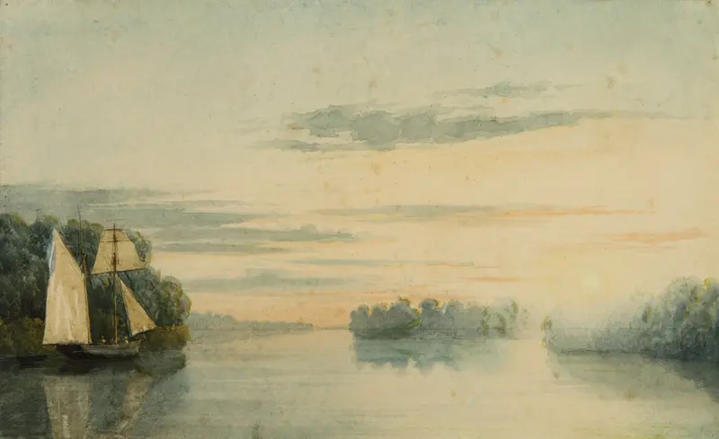 Landscape with river and foliage, oil on canvas by Prilidiano Pueyrredòn