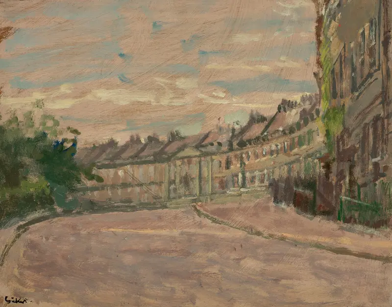 Lansdown Crescent, Bath by Walter Richard Sickert, oil painting depicting urban architecture