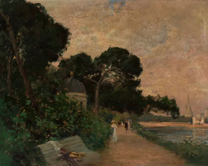 Landscape by Jacek Malczewski, oil painting depicting a serene horizon with soft hues.