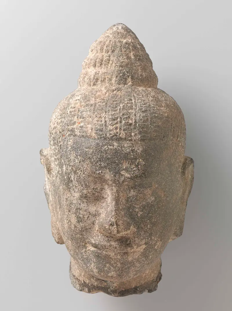 Bronze sculpture of a Buddha head by Unknown Artist