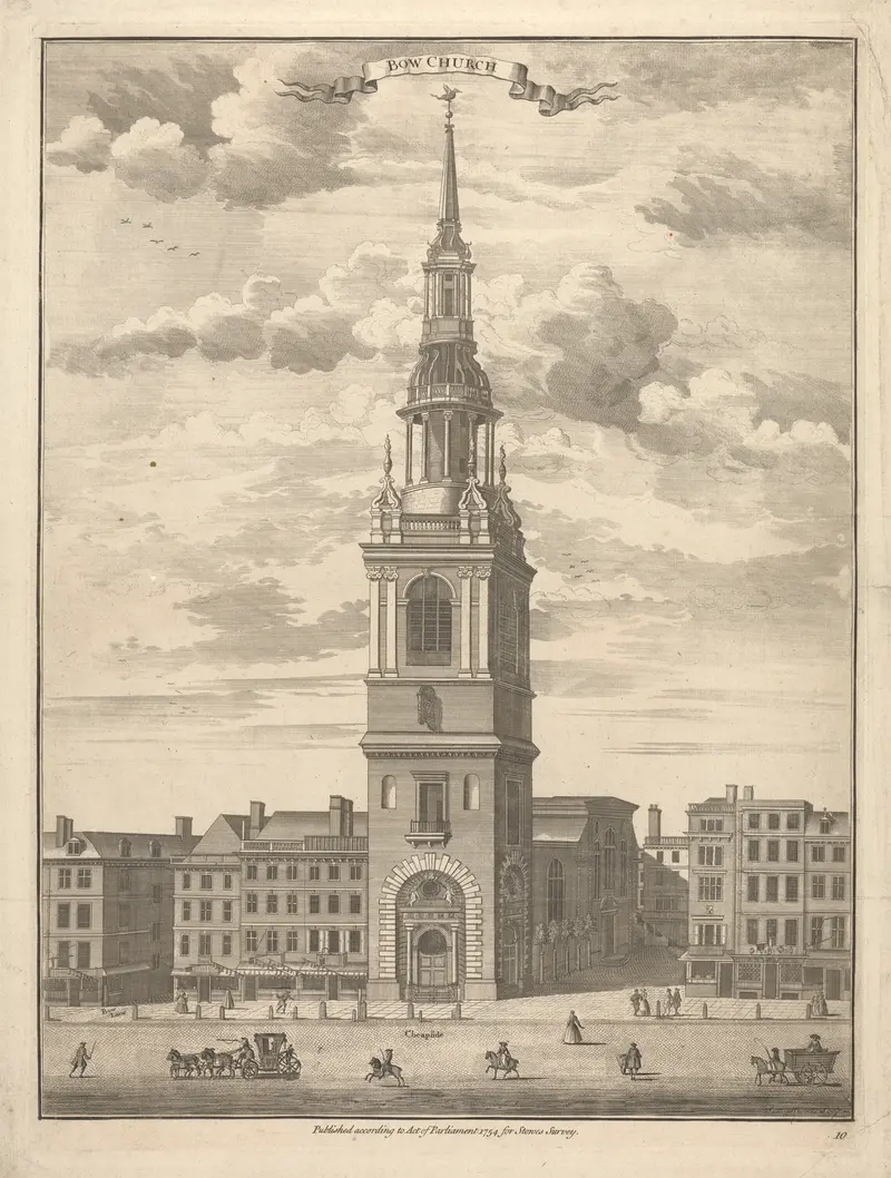 Gothic architecture of Bow Church by Sutton Nicholls, unknown medium
