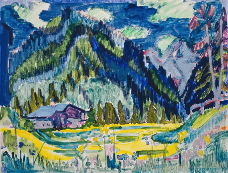 Wild Ground by Ernst Ludwig Kirchner, oil on canvas depicting a vivid landscape with bold colors.