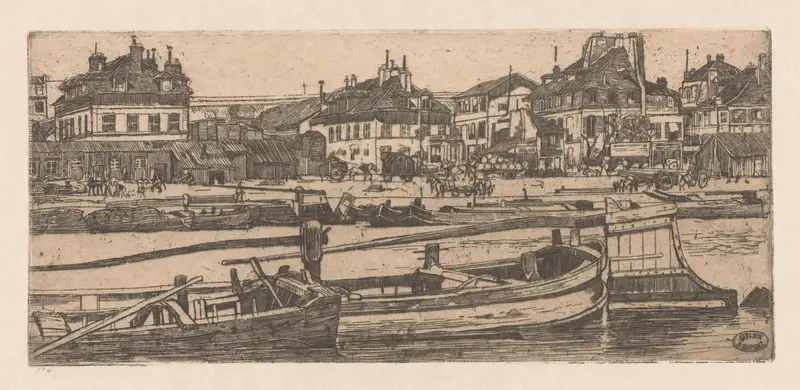 Seine river landscape with boats, oil painting by Pieter Dupont