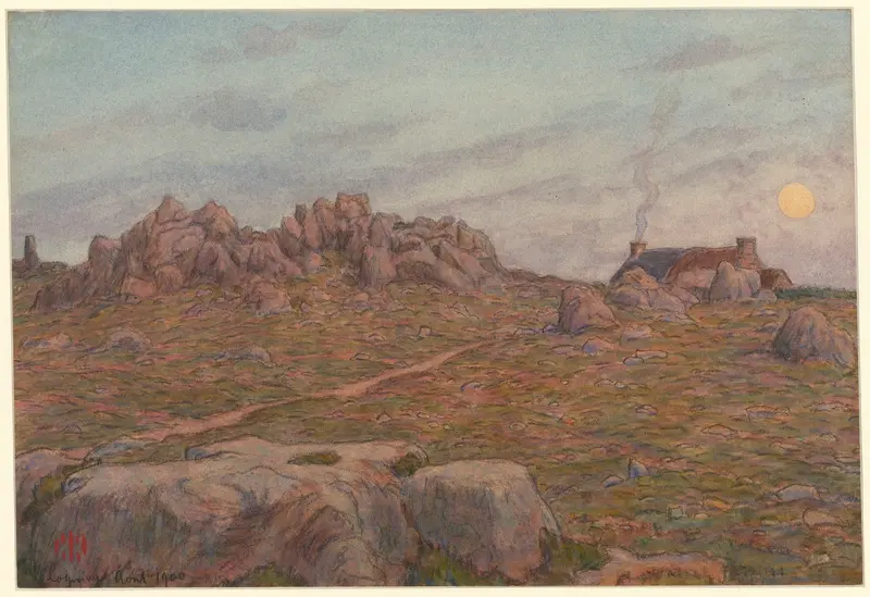 Moonlight over water in Lever de lune à Roc-Neven, lithograph by Henri Rivière