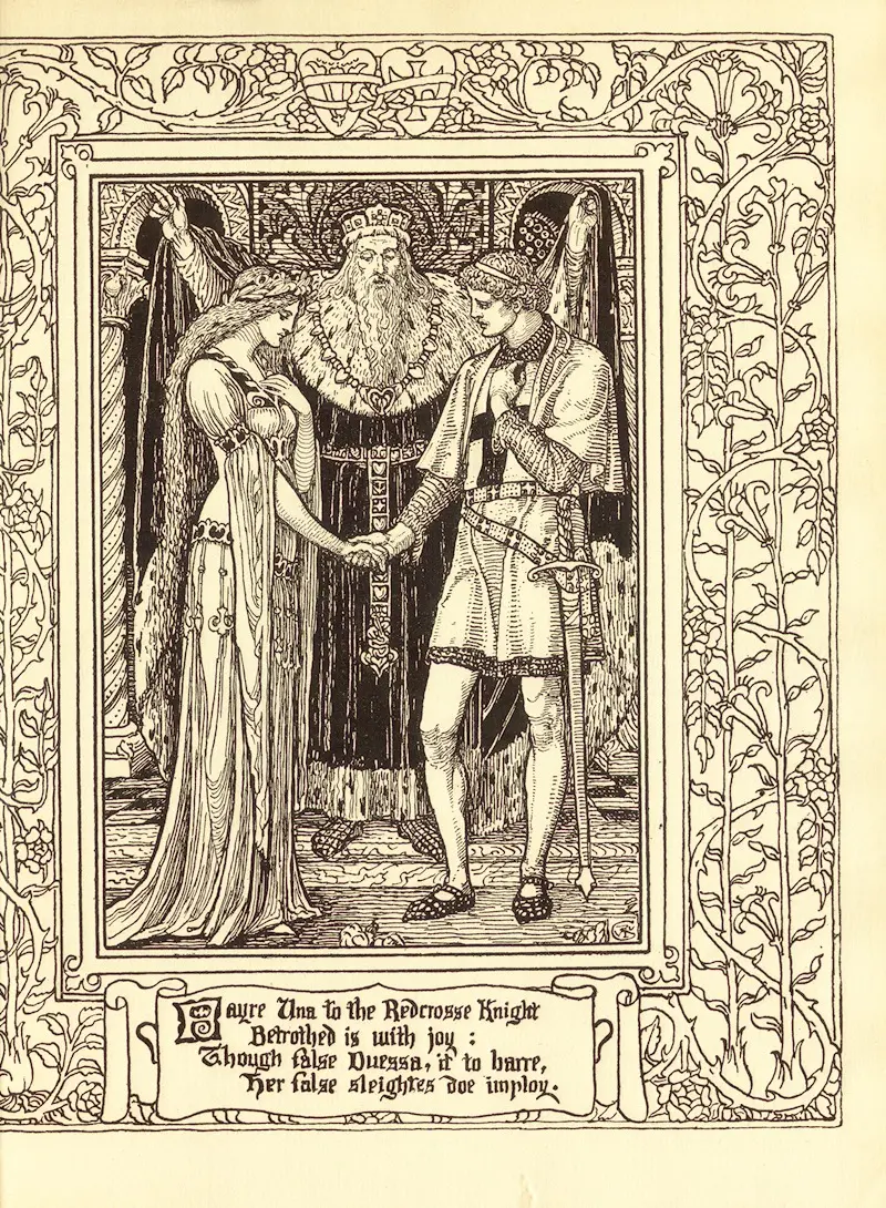 Walter Crane's illustration captures a scene from Spenser’s Faerie Queene.