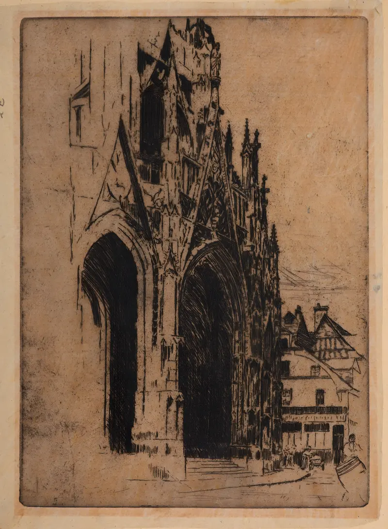 Rouen portal from the Church of St Maclou, oil painting by Józef Pankiewicz