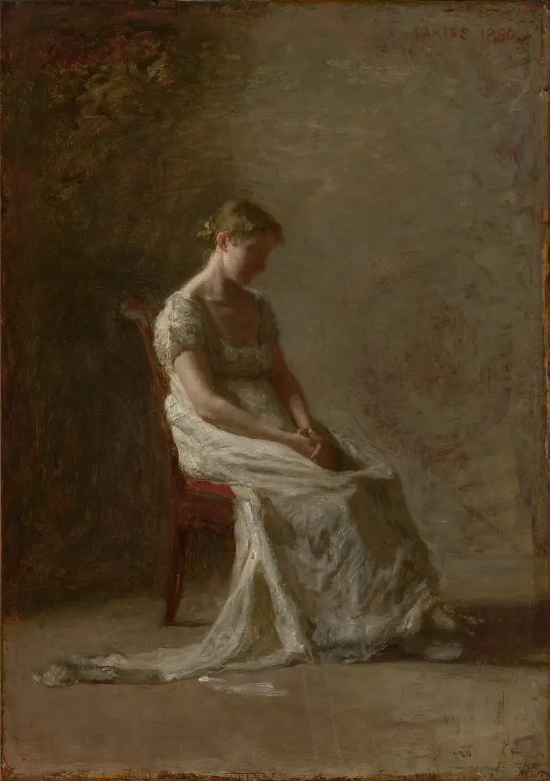 Thomas Eakins' painting 'Retrospection' captures a moment of reflection.