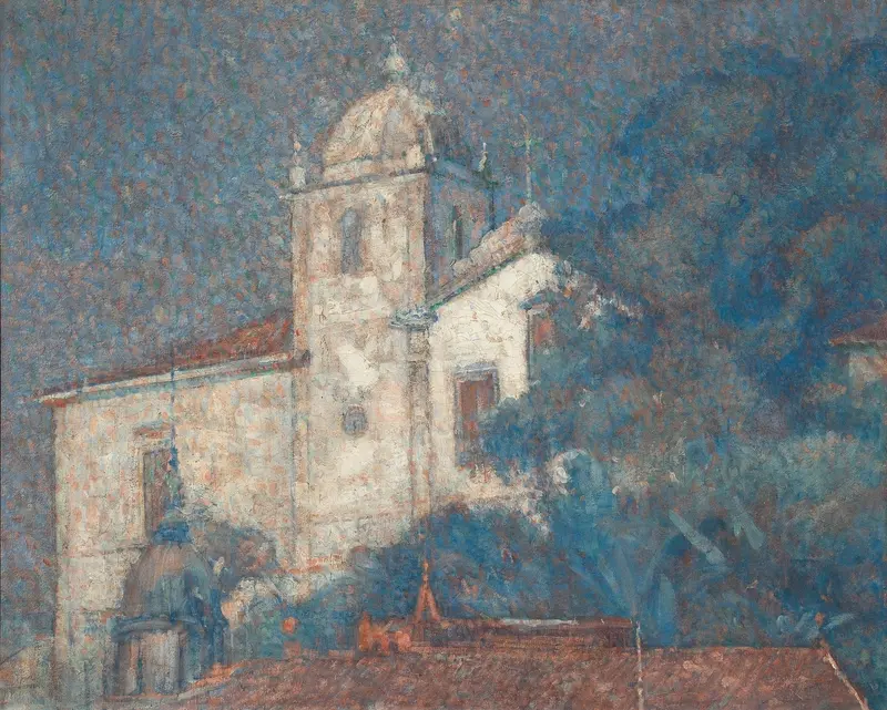 Igreja de Santa Teresa, oil on canvas by Eliseu Visconti, featuring intricate architectural details.
