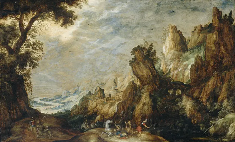 Landscape with Conversion of Saint Paul, oil on canvas by Kerstiaen de Keuninck