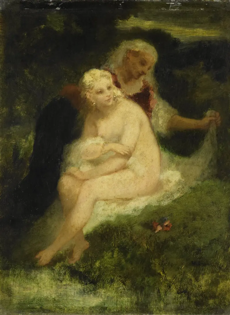 A captivating scene of a woman after her bath, showcasing the Romantic style.