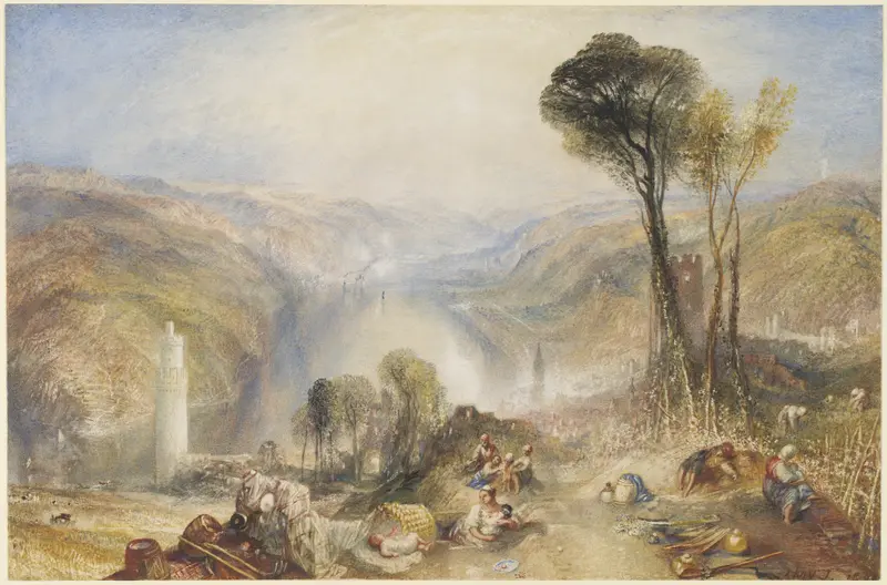Oberwesel by Joseph Mallord William Turner, oil painting depicting a twilight landscape