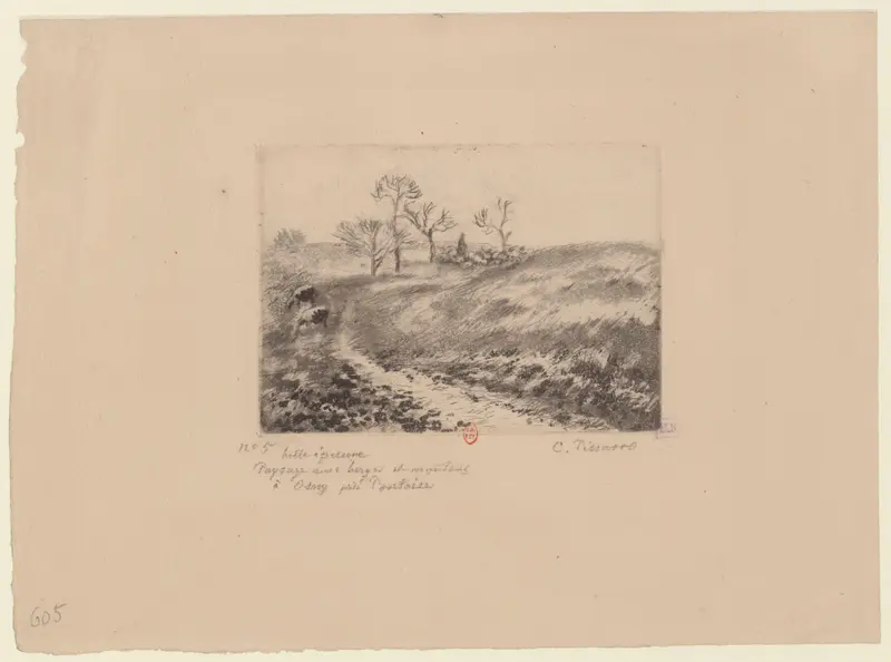 Paysage avec berger et moutons à Osny près Pontoise, oil on canvas by Camille Pissarro