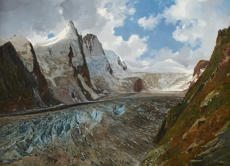 Landscape of Der Großglockner mit der Pasterze, oil on canvas by Thomas Ender