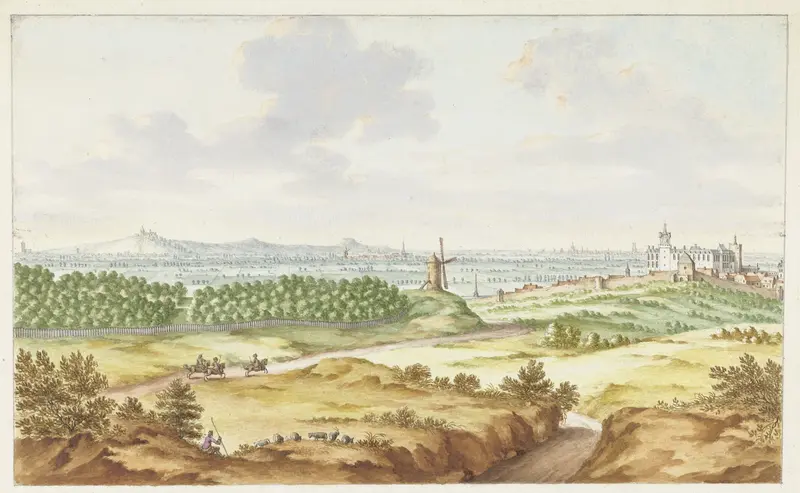 Landscape of Kleef with rolling hills, oil on panel by Jan van Call the elder