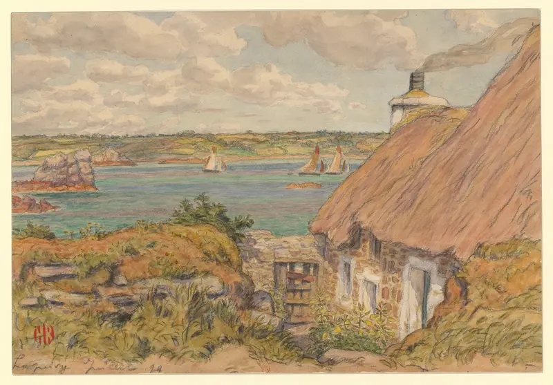 Loguivy by Henri Rivière, watercolor on paper depicting tranquil water and sky reflections