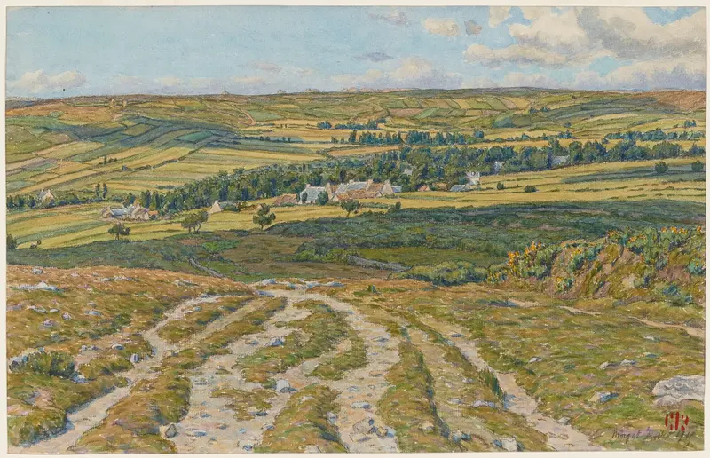 Landscape with gentle waves and light, oil painting by Henri Rivière, 1915
