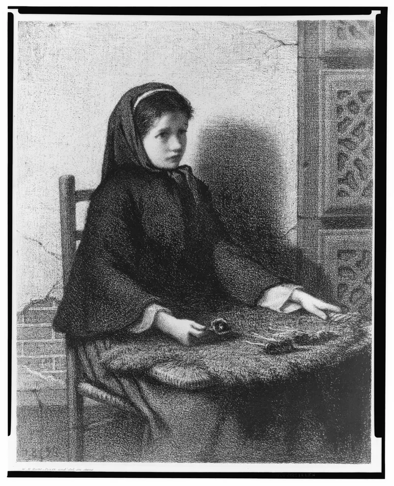 A portrait of a young girl with violet hues.