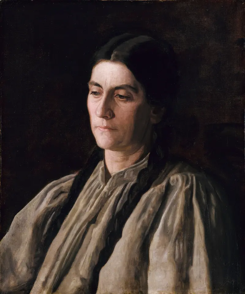 Thomas Eakins' painting 'Mother (Annie Williams Gandy)' captures a tender moment.