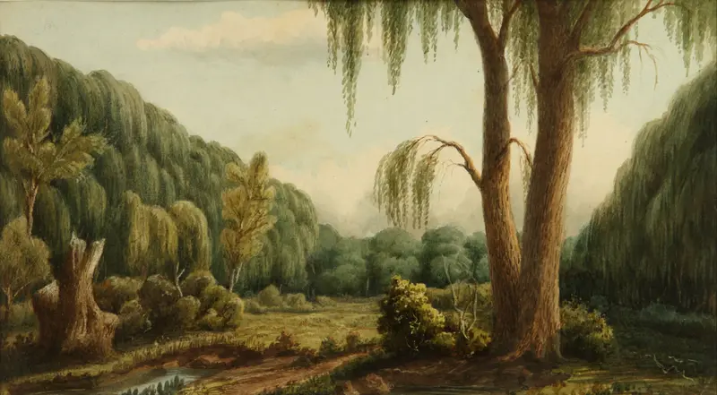 Bosque de Palermo by Prilidiano Pueyrredòn, oil on canvas depicting a lush forest with dappled light.