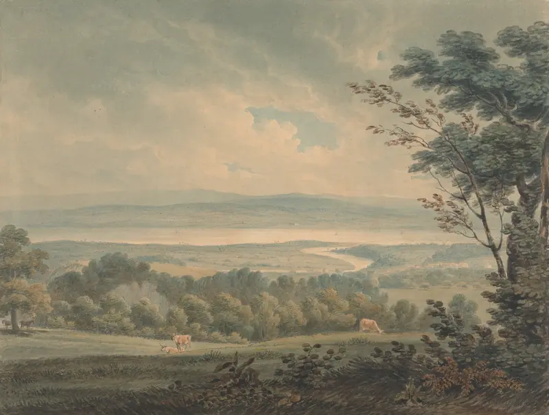 Landscape featuring rivers Severn and Wye by Edward Dayes, oil painting