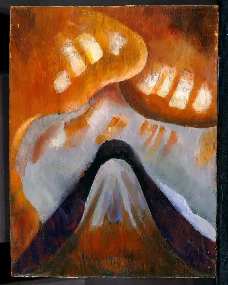 Arthur Dove's 'Mountain and Sky' captures a serene landscape with abstract forms.